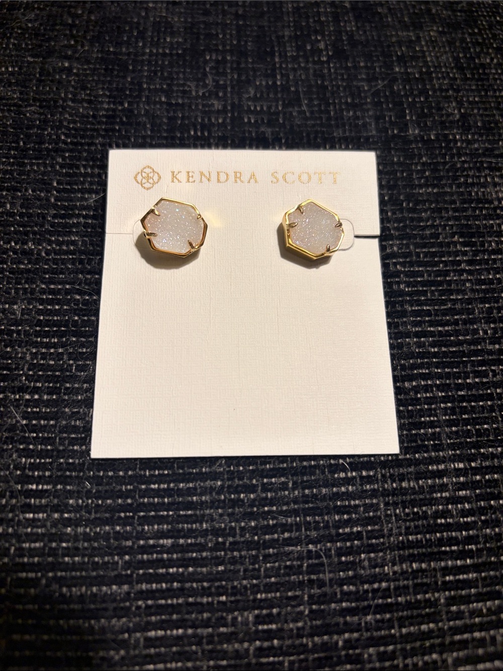 NWT Retired Kendra Scott Taylor Gold Iridescent Drusy Stud Earrings